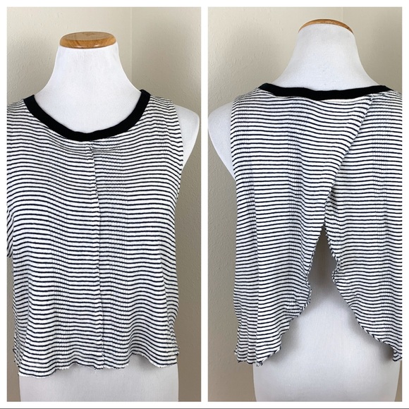 Free People Tops - Free People Stripe Open Back Crop Tank Top